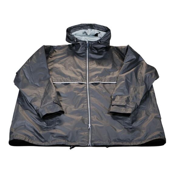 Charles River Jacket Mens 3XL Black Hooded Reflective Windbreaker Rain Coat - Picture 1 of 6